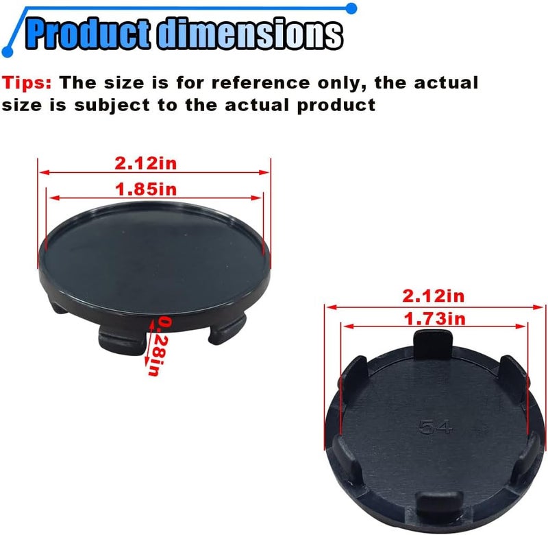 BDZMC 4PCS Wheel Center Cap, Snap-in Plastic Rim Center Hub Caps Cover, 2.12 '' (54mm) Outer Diameter, 1.85 '' (47mm) Inner Diameter, Car Accessories for Car, Truck, SUV (Black) - Image 2